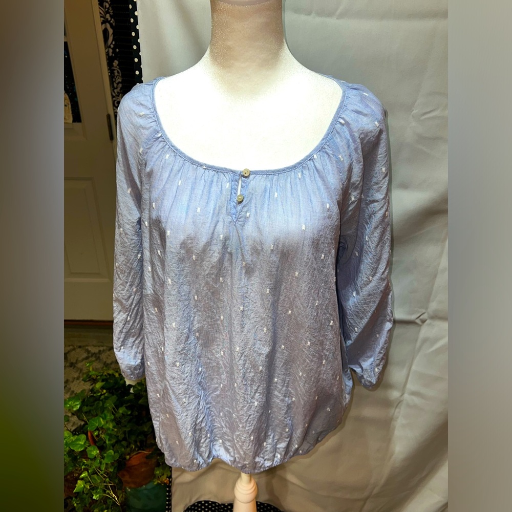 Gap Dotted Boho Rover Blue Blouse Size Large